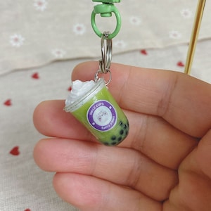 Matcha milk tea | Boba Bubble Tea | Mini Drink Keychain