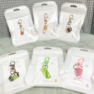 Mini Milkshake Keychains Matcha Milk Tea | Boba Bubble Tea | Mini Drink Keychain - Etsy