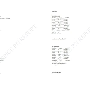 Inpatient Hospice Single Patient Report Sheet