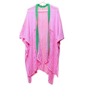 Pink and Green Crochet Kimono