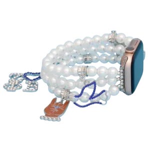 Zeta Phi inspiriert Apple Uhrenarmband Blau-Weiße Perle inspiriert Uhrenarmband