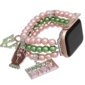 Uhrenarmband Pink-Grün Perlen inspiriert