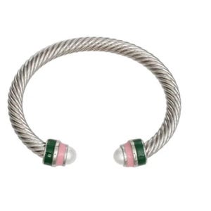 Roze en groene parelarmband