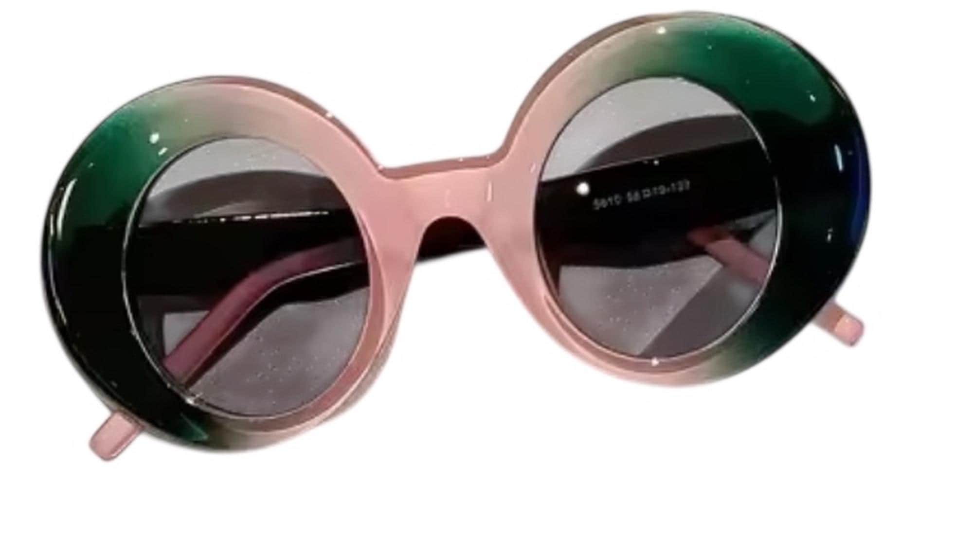 Round Pink and Green Fashion Sunglasses