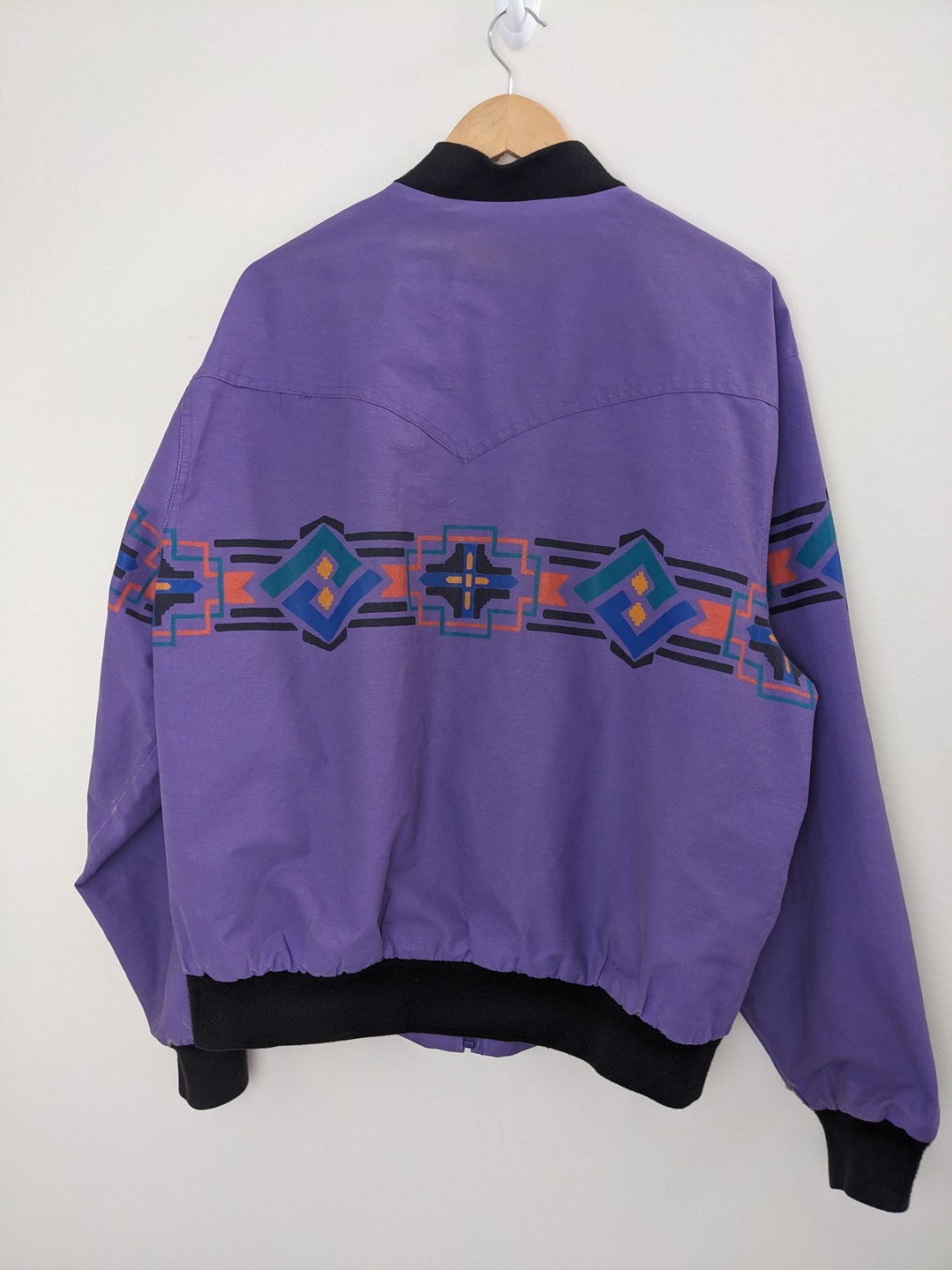 Vintage 80s90s Wrangler Brushpopper Purple Aztec Jacket Etsy