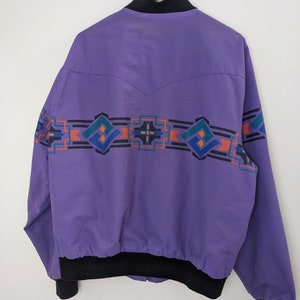 Vintage 80s-90s Wrangler Brushpopper Purple Aztec Jacket Size XL