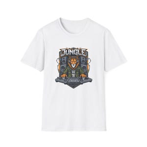 Ragga Jungle DnB Raver Tees Lion DJ Mixer Speakers Turntable Techno EDM Drum n Bass Dance Rave Party Festival T-Shirt Tee Shirt