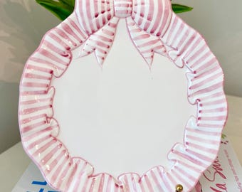 Haldon Group Pink Striped Bow Ribbon Plates