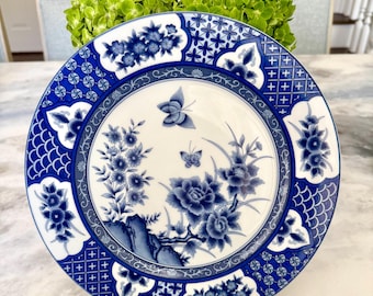 Imari Blossom Blue and White Floral Plate