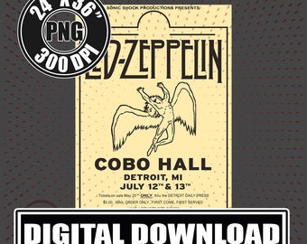 Retro Music Posters, Cobo Hall, Music Art, Full Size Music Poster, Digital Download, Print On Demand, Cool Wall Art
