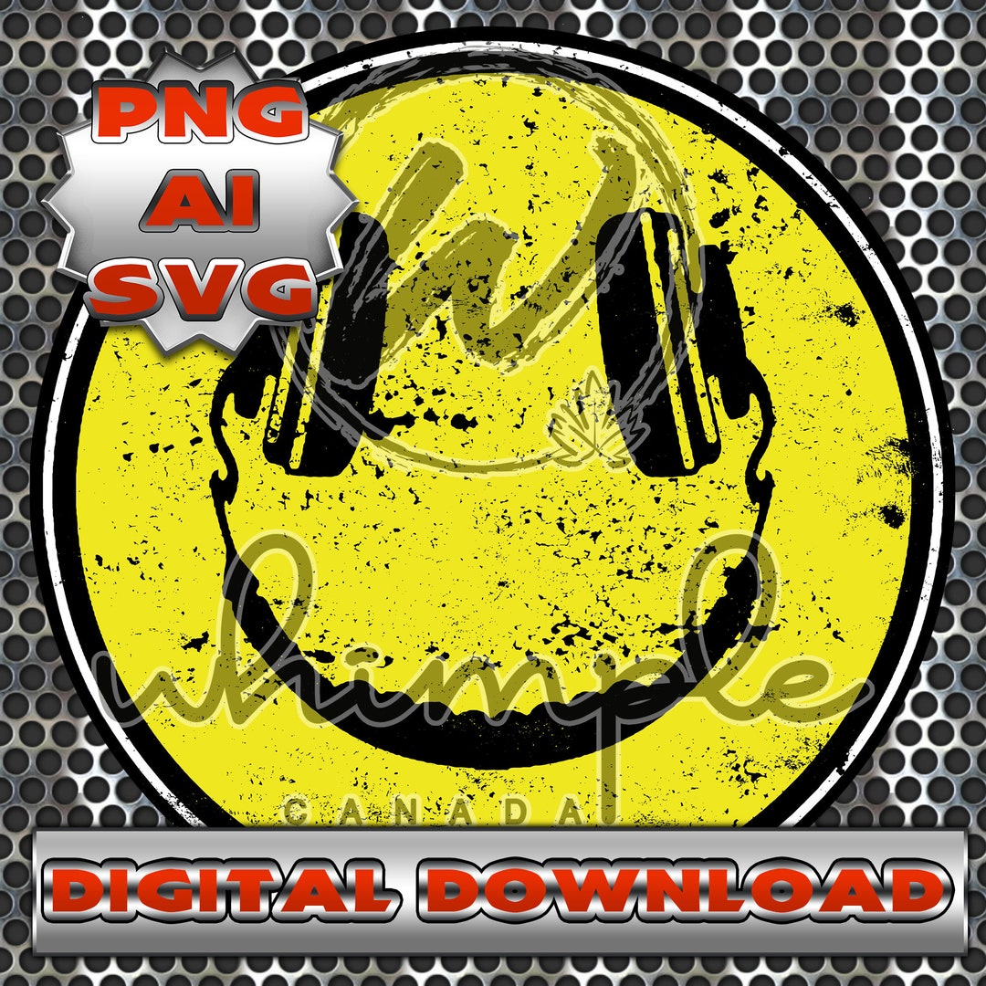 Smiley Face Headphone Smiley Face DJ T Shirt Music Designs Etsy