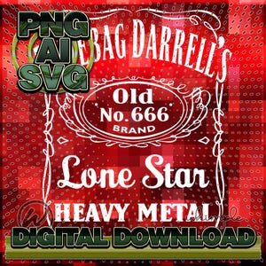 May include: A digital download of a red and white graphic design featuring the text "Old No. 666 Brand Lone Star Heavy Metal" with a red and white pixelated background.