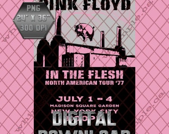 Floyd, In The Flesh, Retro Concert Poster, Animals, Cool Wall Art, Music Art, Digital Download, Print On Demand, MSG, Pink Floyd Fan