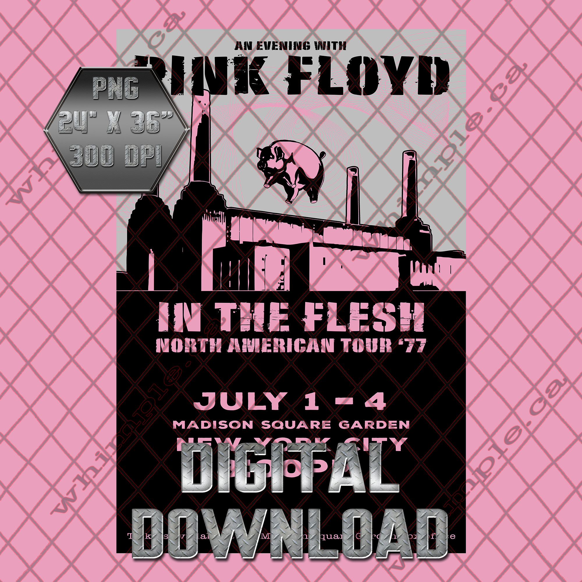 Floyd, in the Flesh, Retro Concert Poster, Animals, Cool Wall Art