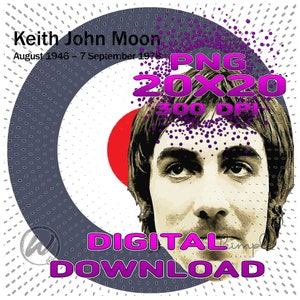 Keith Moon, Moon The Loon, The Who, Man Cave, Music Art, Gifts For Drummers, Digital Download, Cool Wall Art, Home Decor, Musicians, 300 DPI