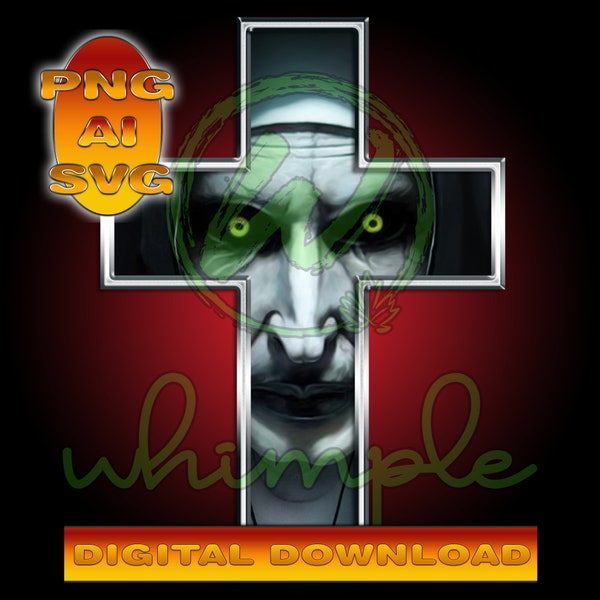 Valek, Conjuring, Nun PNG, Horror Graphics, Digital Download, Print On Demand Graphics, Cricut, Silhouette, Halloween Crafts, Demon