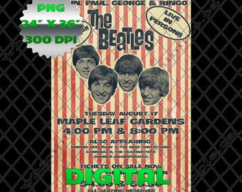 The Fab Four, Retro Music Poster, Music Art, DIY Wall Art, Digital Download, Print On Demand, Home Decor, Retro Wall Art, MLG