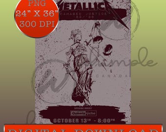 Damaged Justice Tour, Heavy Metal, Music Poster, Thrash Metal, Digital Download, POD Art, Home Decor, Full Size Poster, Gift For Metal Fan
