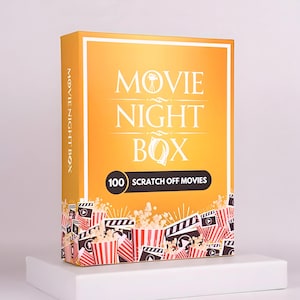 Scatola per la serata cinema - 100 biglietti gratta e vinci per la serata cinema - Divertente gioco per la serata cinema per coppie, famiglie e amici - Regalo per film per lui, lei e adulti