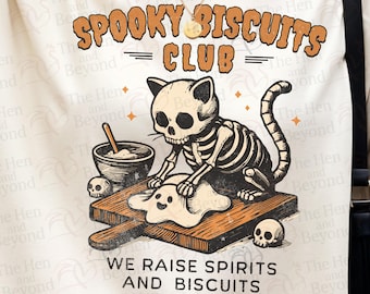 Skeleton Cat Shirt, Halloween Cat Comfort Colors Tee, Spooky Biscuits Club, Vintage Halloween Baking Shirt, Spooky Season Cat Lover Gift