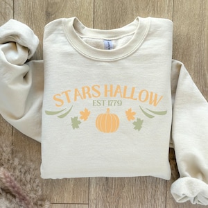 Stars Hallow Crewneck Sweatshirt | Halloween Shows TV Fall Aesthetic Gift for October Pumpkin Leaves Comfy Style