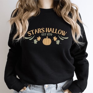 Stars Hallow Crewneck Sweatshirt | Halloween Shows TV Fall Aesthetic Gift for October Pumpkin Leaves Comfy Style