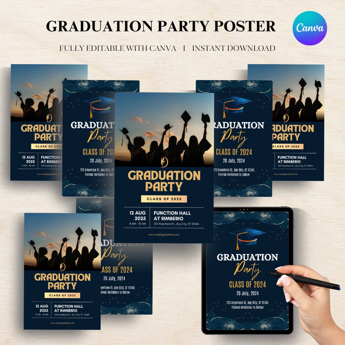 Grad Fest Graphics Graduation Party Poster, Customizable Grad Sign, Personalized ...