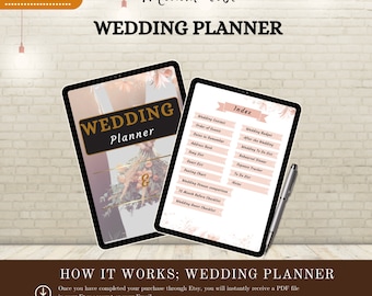 Hyperlinked Wedding Planner iPad GoodNote, Digital Organizer, Wedding Notebook, Event Tracker.