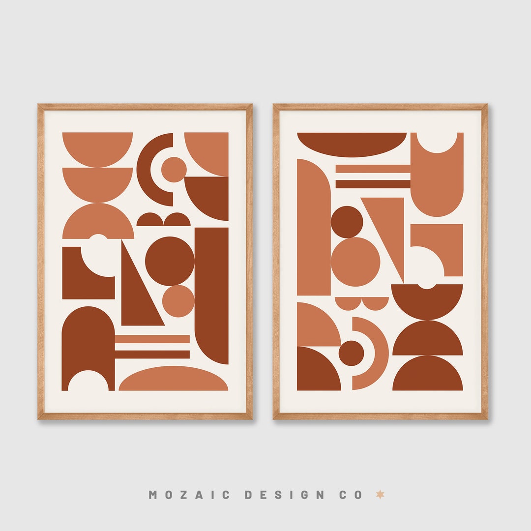 Set of 2 Geometric Art Prints, Large Abstract Wall Art, Abstract Art ...