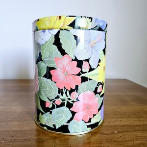 Vintage Metal Spring Floral Tin Canister Made in England