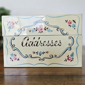 Vintage Stylecraft Metal Address Card Holder File Box