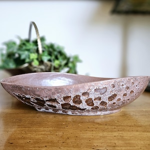 Vintage Synar Ceramics Brown Lava Glaze Abstract MCM Shallow Planter Signed