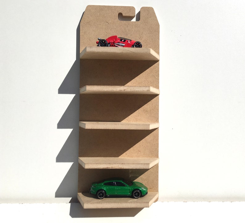 Hot Wheels 5 Car Display, Diecast Wall Mount, Toy Car Storage, Wood