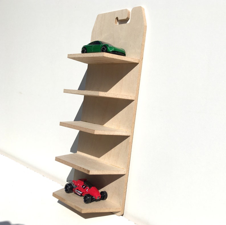 Hot Wheels 5 Car Display, Diecast Wall Mount, Toy Car Storage, Wood