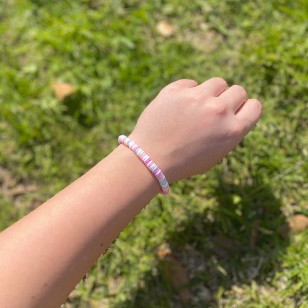 Clay bead bracelet cotton candy