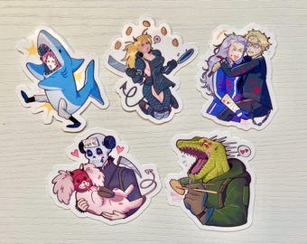 Dorohedoro / Pegatinas de vinilo holográficas / Nikaido, Caiman, Shin & Noi, Ebisu, Kikurage