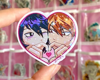 Yagami x L Heart / Fan Art de DN / Pegatina de vinilo holográfica brillante