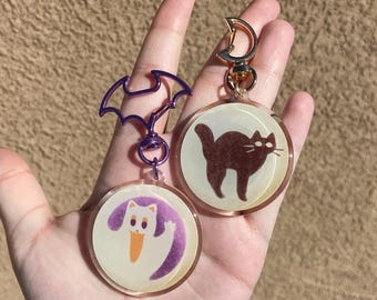 Portachiavi in acrilico con gatto e gattino fantasma di Halloween Pillsbury Classic