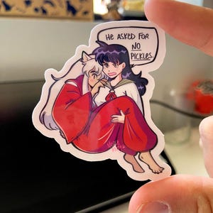 Inuyasha y Kagome / No pidió pepinillos / Pegatina de vinilo