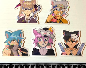 Kitty Soul Eater Sticker Set (Series 1) - Maka, Soul, Kid, Black Star, Crona