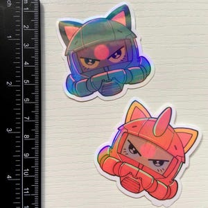 Kitty Zaku II & Char’s Zaku | Gundam | Holographic Art Stickers