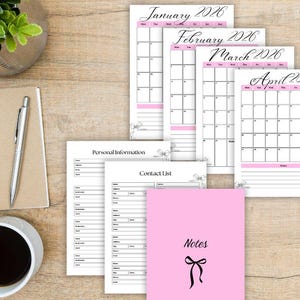 25 26 Dated Planner Mid Year 25 to 26 Monthly Planner for Digital or Printable Use or iPad Planner GoodNotes Planner Pink & Black Bow Theme