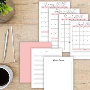 25 26 Dated Planner Mid Year 25 to 26 Monthly Planner for Digital or Printable Use iPad Planner GoodNotes Planner Pink Coquette Bow Theme