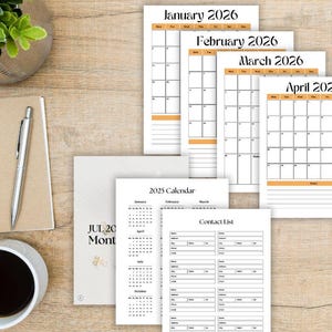 25 26 Dated Planner Mid Year 25 to 26 Monthly Planner for Digital or Printable Use iPad Planner GoodNotes Planner Cozy Coffee Fall Theme