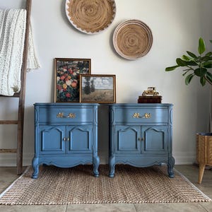 SOLD - Refinished French Provincial Nightstand Set