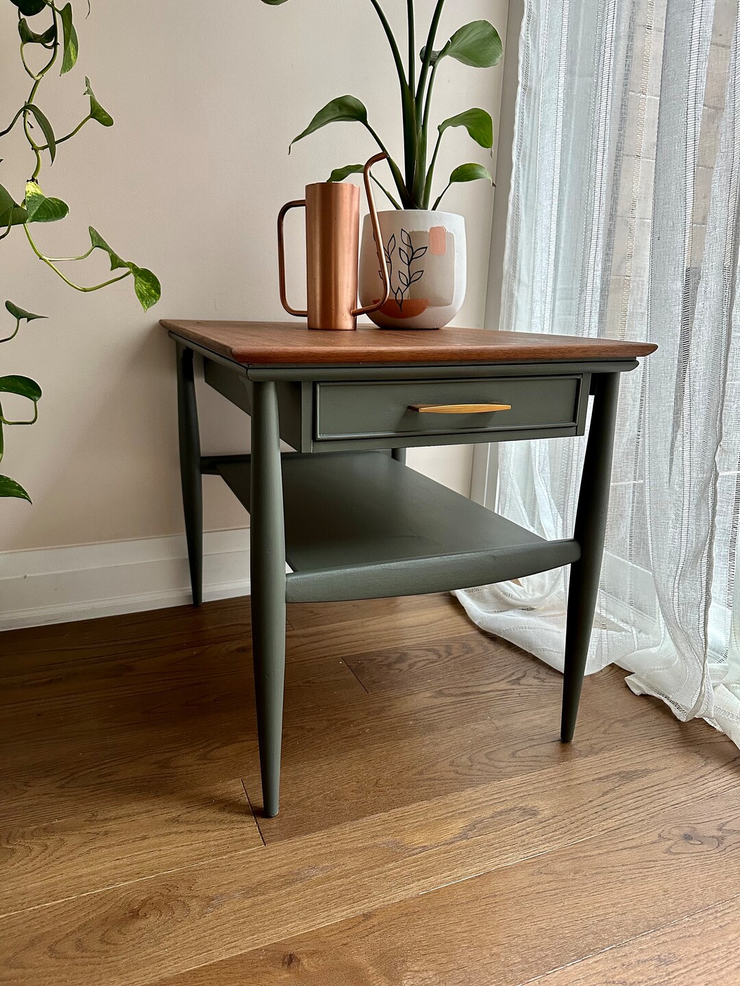 SOLD Refinished MCM Side Table Etsy