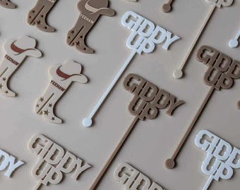 Custom Cowboy Cocktail Stirrers: Western Drink Toppers