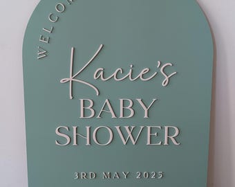 Cartello di benvenuto per baby shower ad arco / Cartellone acrilico personalizzato