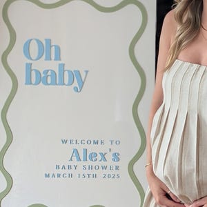 Letrero de bienvenida para baby shower / Letrero acrílico para baby shower / Letrero acrílico / Letrero acrílico para eventos / Letrero acrílico personalizado / Señalización personalizada / Onda