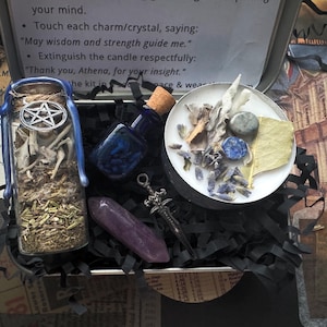 Goddess Athena Spell Box - Witchy Box - Altar offerings | Wisdom & Strategy Goddess Set | Goddess Box - Witchy Altar Kit - Witch Gift Set